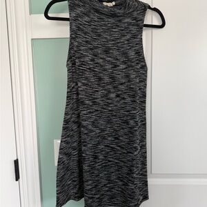 Silence + Noise Black and Gray Heather mock neck dress